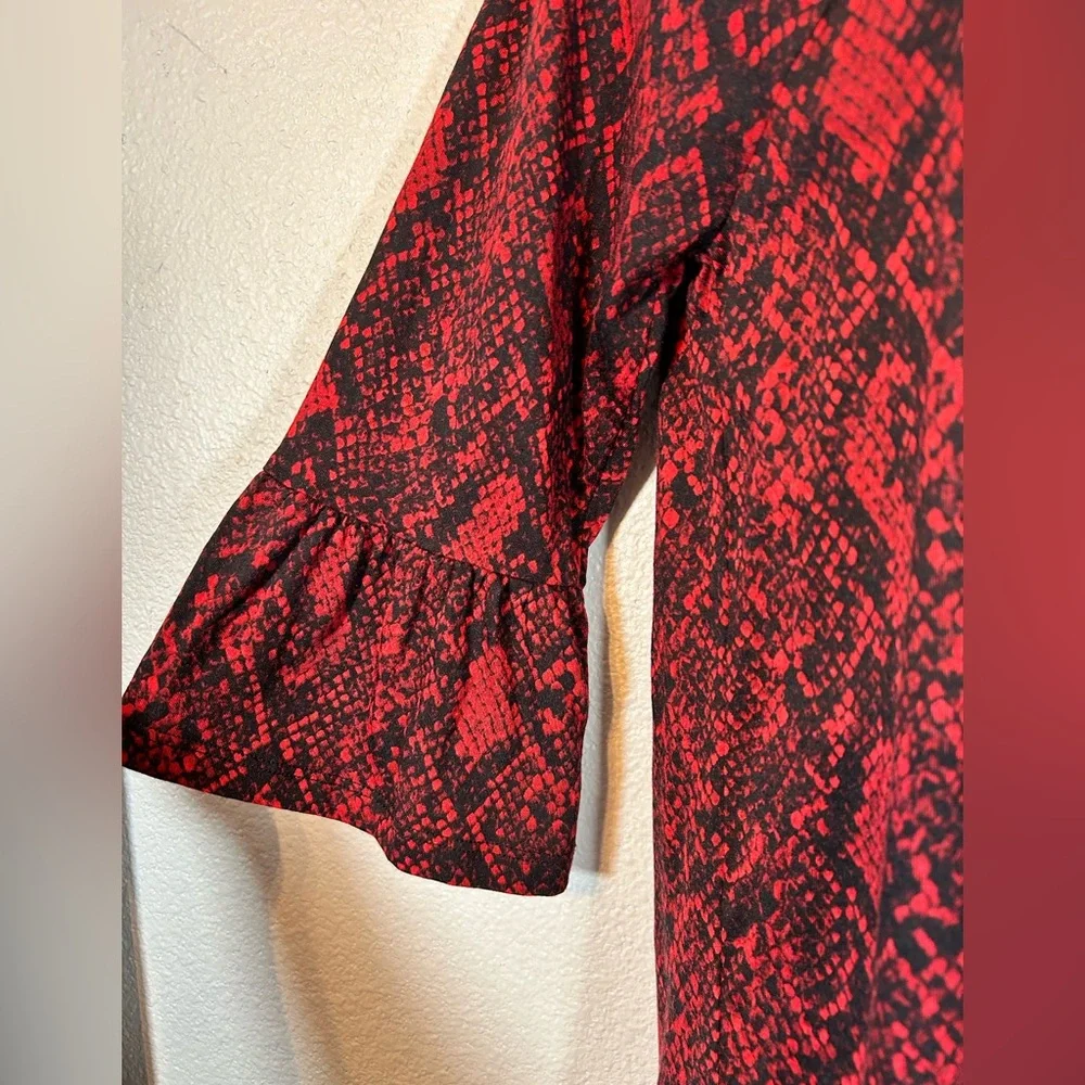 Michael Kors Red Snake Print Blouse Size XS